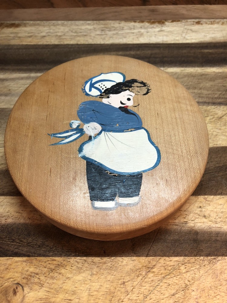 Vintage 50's Wooden Hinged Chef Cook Hamburger Press Great Japan
