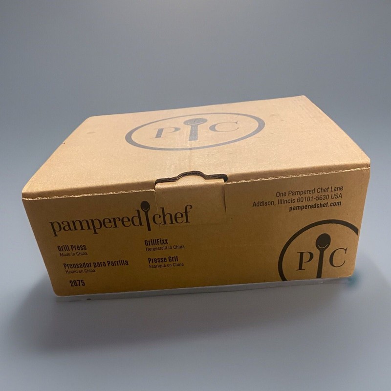 Pampered Chef CAST IRON GRILL PRESS #2875 8 1/2" Square Hamburgers Bacon gallery