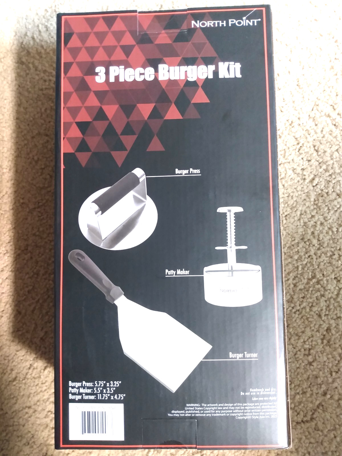 New North Point 3 Piece Stainless Steel Burger Kit with Press, Maker, Turner gallery