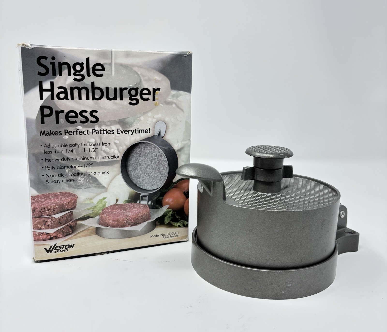 Weston Single Hamburger Press Patty Maker Non-Stick Aluminum Heavy Duty 4.5” gallery