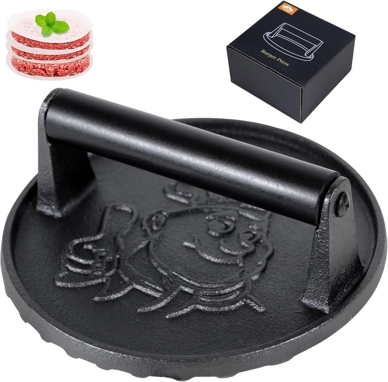 Professional 7-Inch Smash Burger Press with 50 Patty Paper - Ideal for Grilling gallery