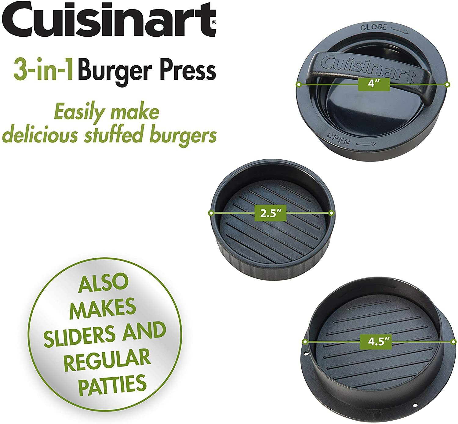 Cuisinart 3-in-1 Burger Press, Black, New in Box gallery