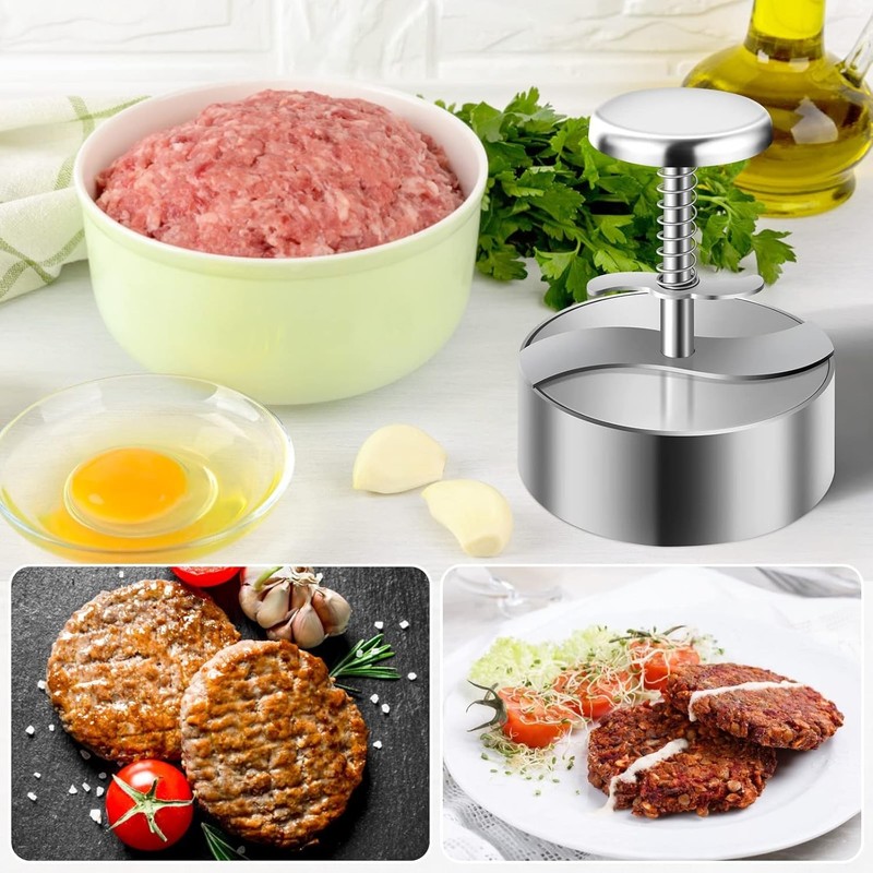 Burger Press Stainless Steel Adjustable Patty Maker Non Stick BBQ Cooking gallery