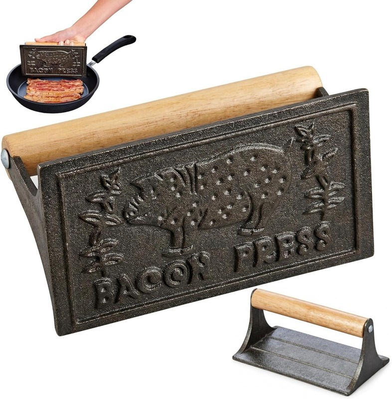 Cast Iron Bacon Press with Wooden Handle gallery