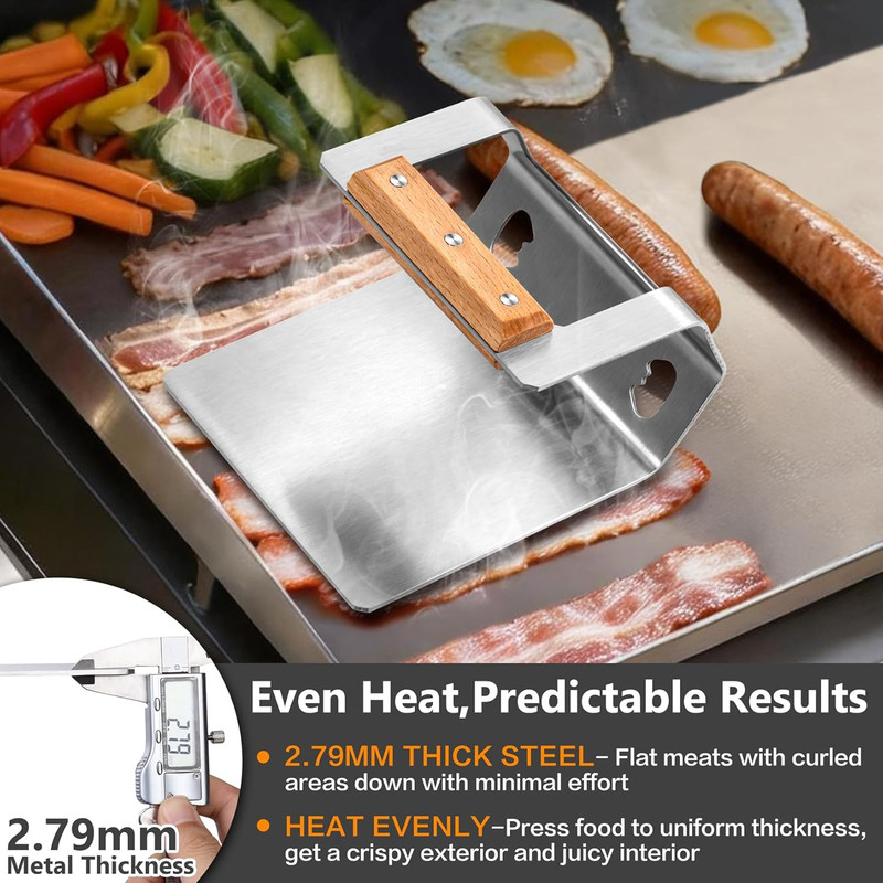 Smash Burger Press Hamburger Patty Smasher Tool, 5.8” Stainless Steel Meat Bacon gallery