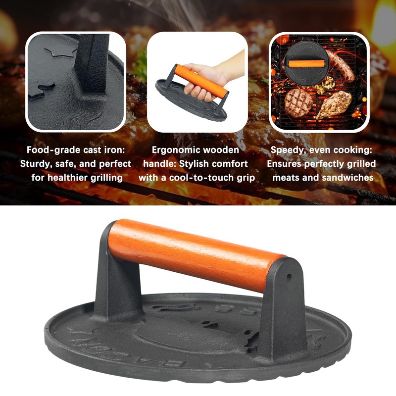 vivicreate 7 inch Burger Smasher,Patty 7 Inch Diameter, Black gallery