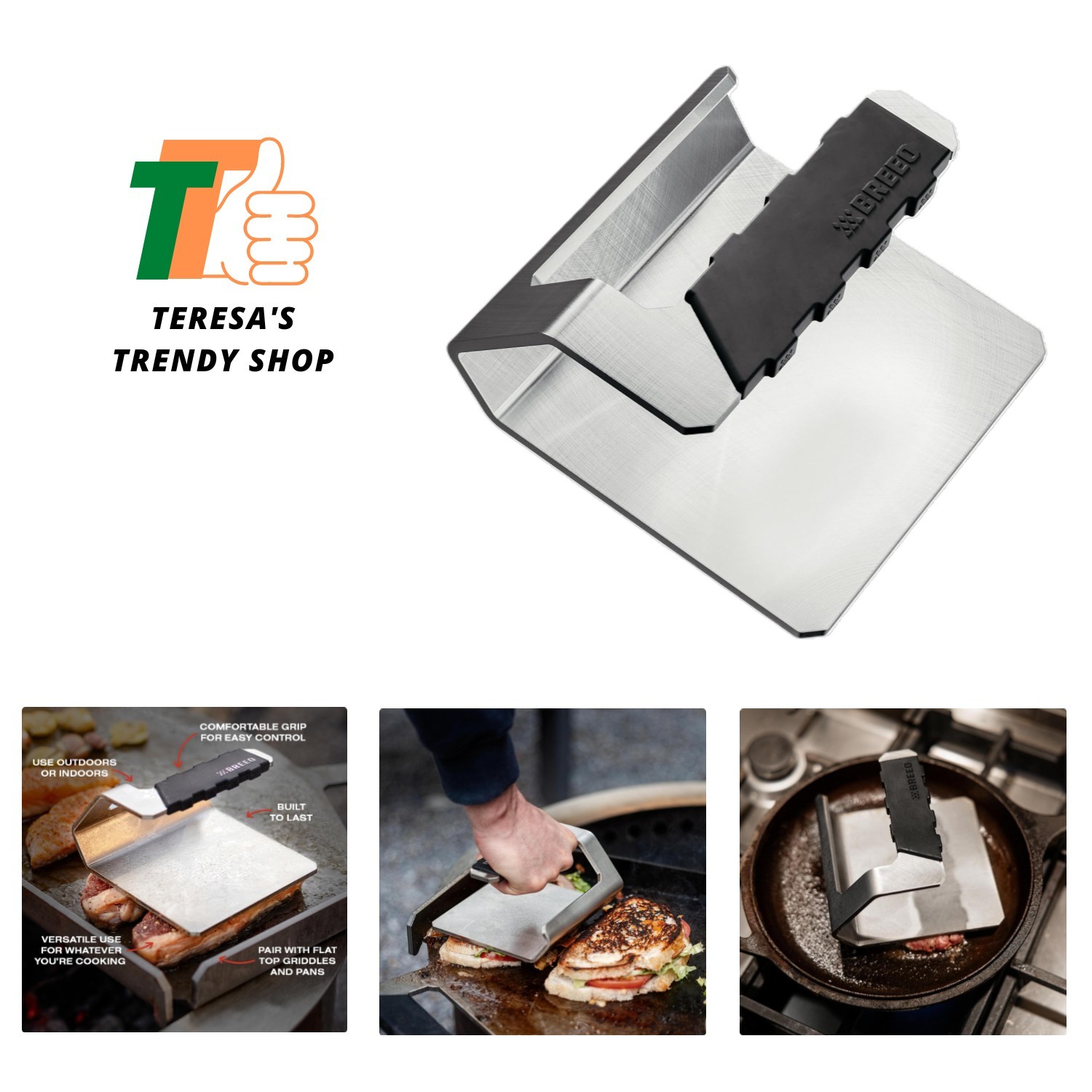 Griddle Press, 2.6 lbs - Heavy-Duty, Stainless Steel, Made - Smash Burgers, ... gallery