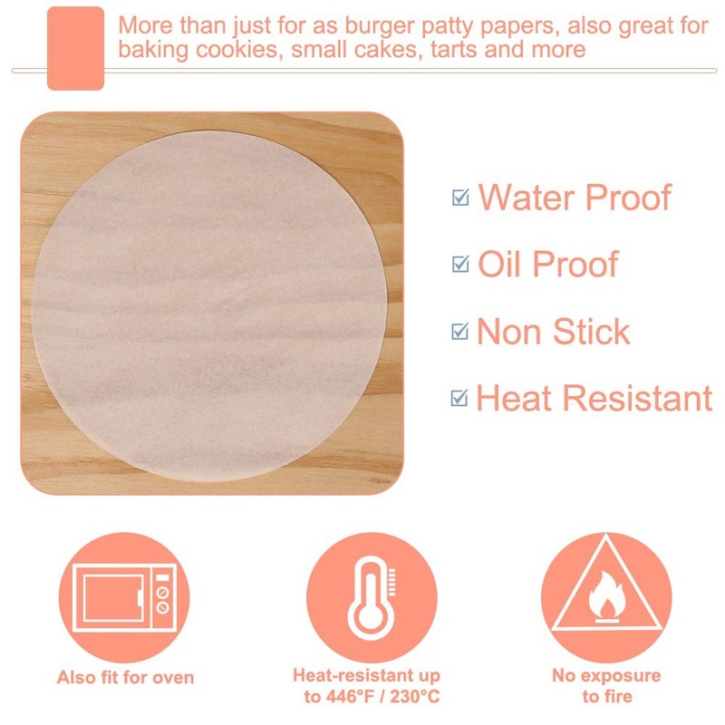 Burger Patty Paper Rounds for 4/4.5 Inch Press, 200pcs 4.5inch, White gallery