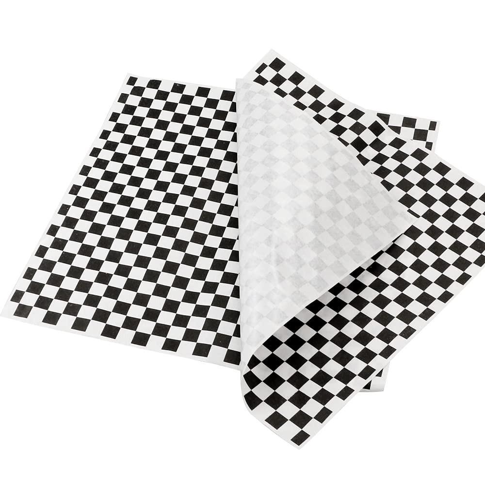 Hslife 100 Sheets Checkered Dry Waxed Deli Paper Sheets, Large, Black gallery