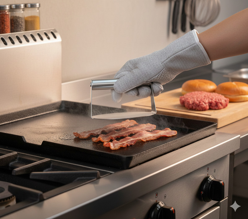 Stainless Steel Burger Press Heavy Duty Non Stick Meat Bacon Smasher gallery