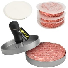 Burger Press with 150 Patty Paper,Non-Stick Hamburger Patty Maker with Wax Paper