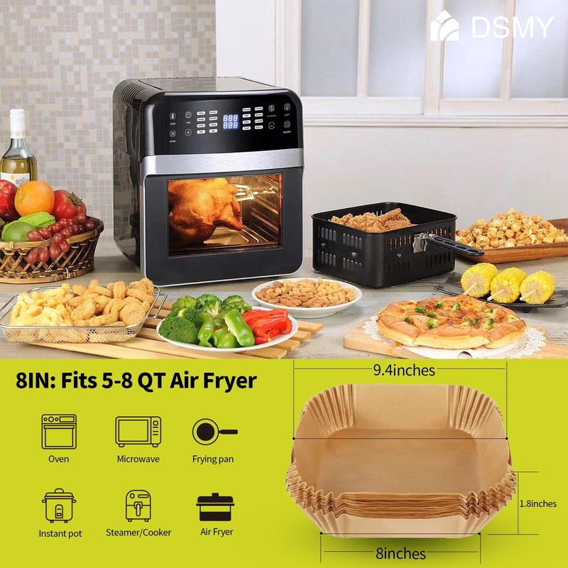 DSMY 150 PCS Air Fryer Disposable Paper Liners,8 Inch Square L, Yellow gallery