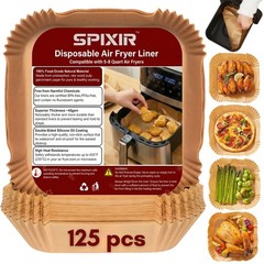 Air Fryer Liners Disposable, 125Pcs Paper Liners, 8″Square, Brown