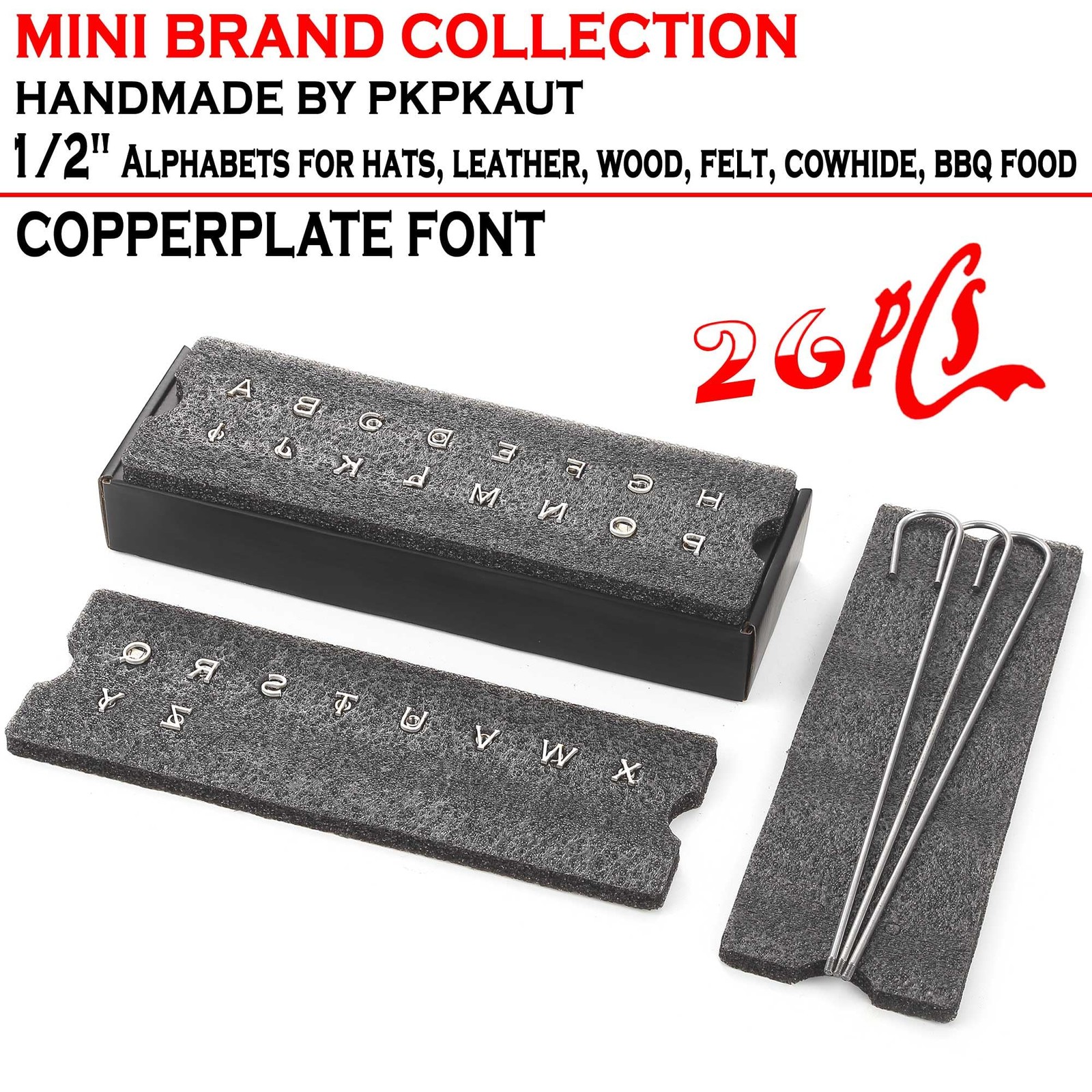 PKPKAUT 26Pcs Mini 1/2" Branding Irons, Alphabet Custom Wood Branding Iron Pe... gallery