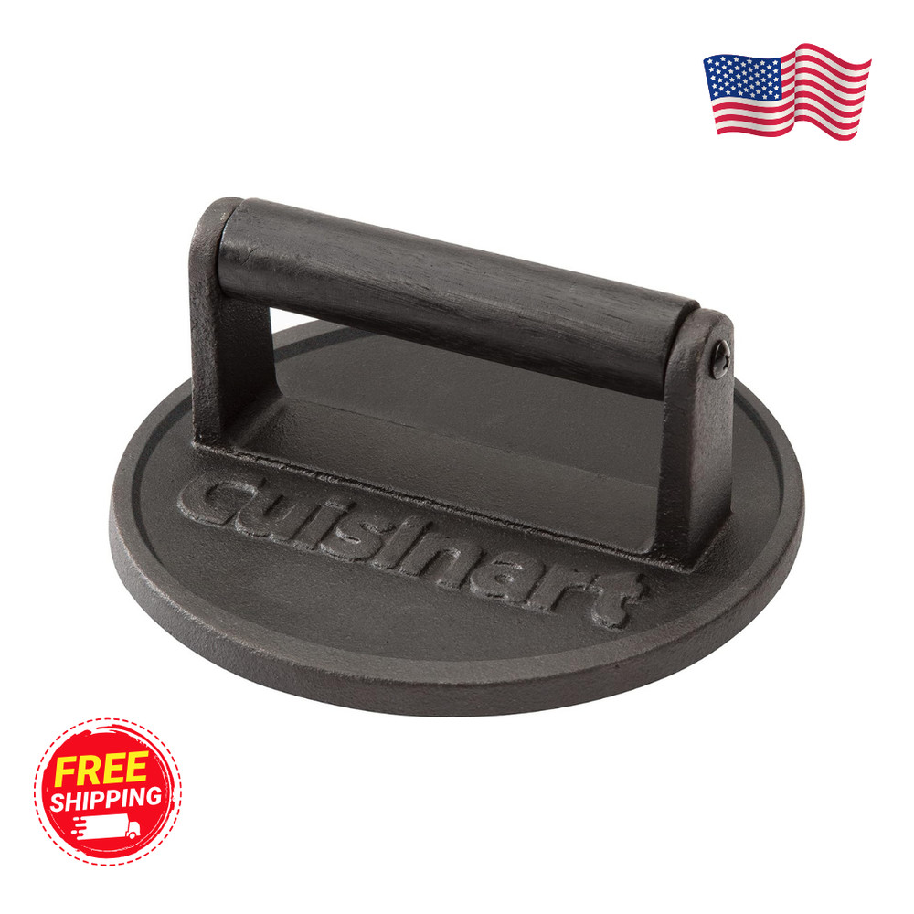 Cast Iron Smashed Burger Press, Juicy and Crispy Burgers for BBQs, Cookouts 6.5"