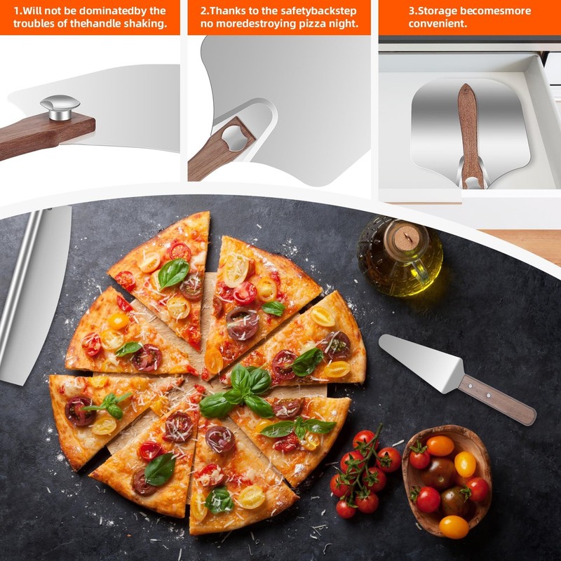 Aluminum Pizza Peel 12x14" With Foldable Wooden Handle - Metal Paddle, Rocker... gallery