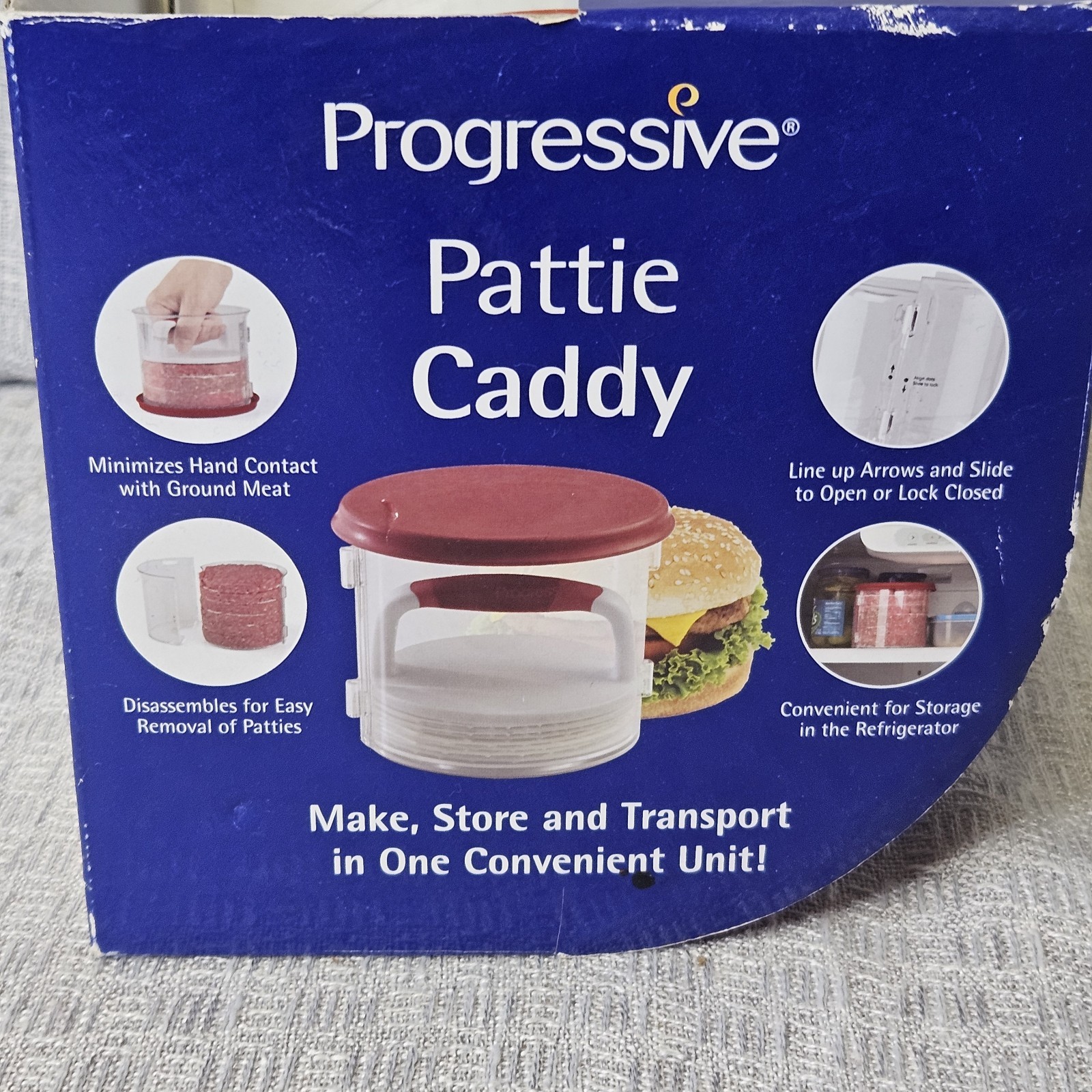 New In Packaging Progressive Pattie Caddy, Hamburger Maker & Store Hamburger gallery