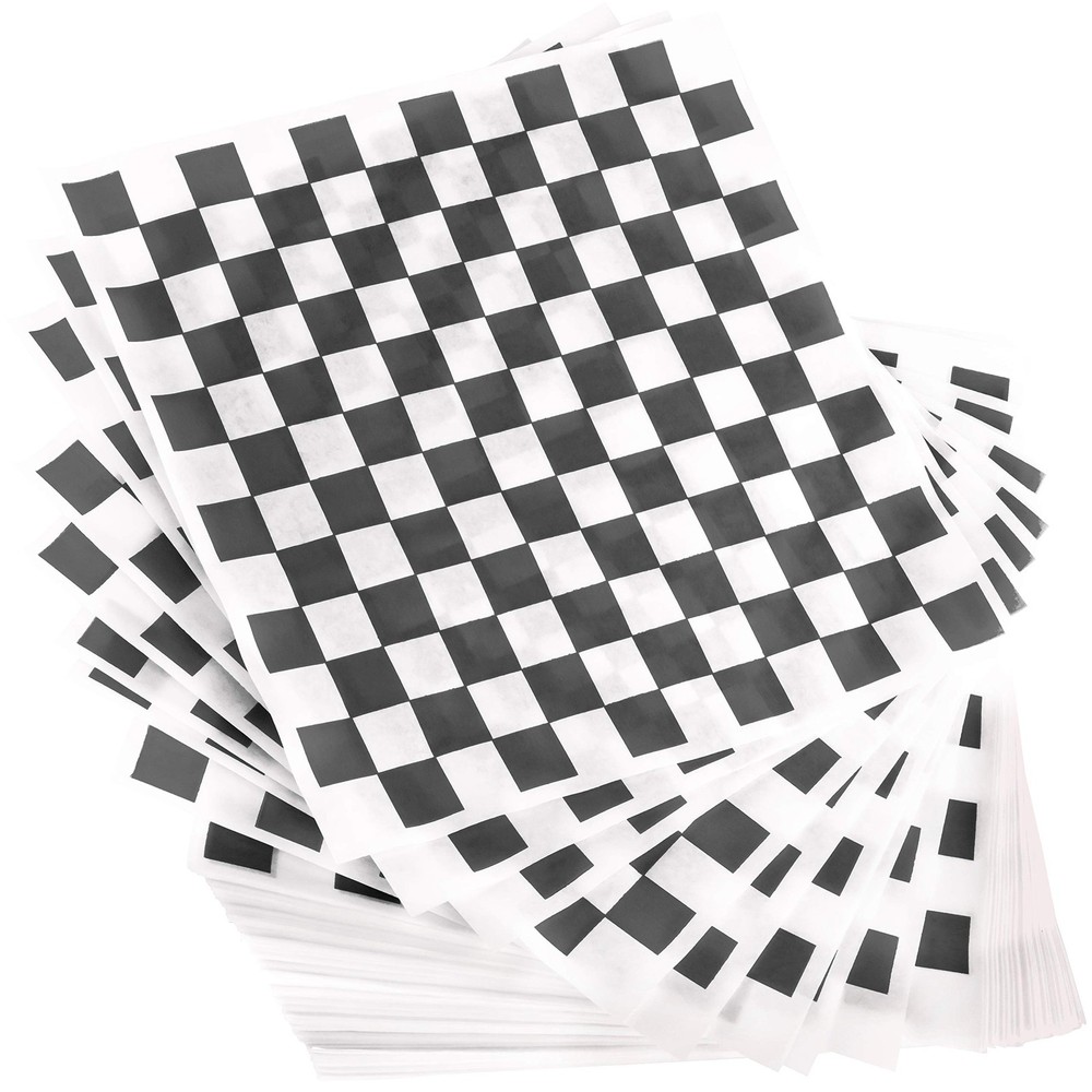Extra Large, Grease Resistant Black Checkered Sandwich 15x15 Deli Wrap,