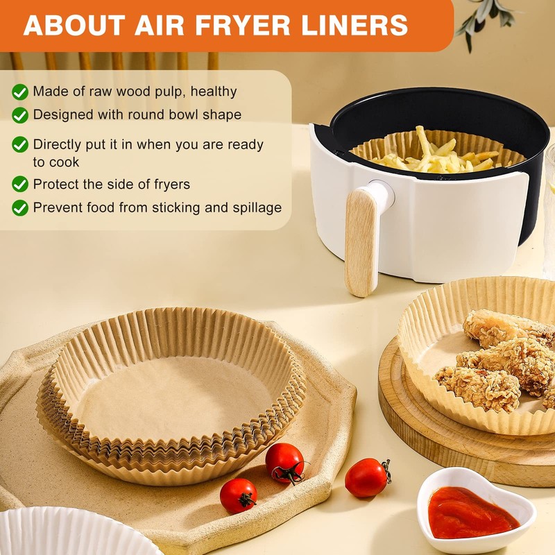 Air Fryer Liners Disposable - 50 PCS 8 Inch 8inch Round, Natural gallery