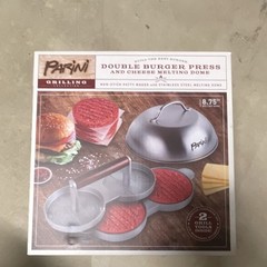 Parini Double Burger Press & Cheese Melting Dome Stainless Steel Non-Stick 8.75″