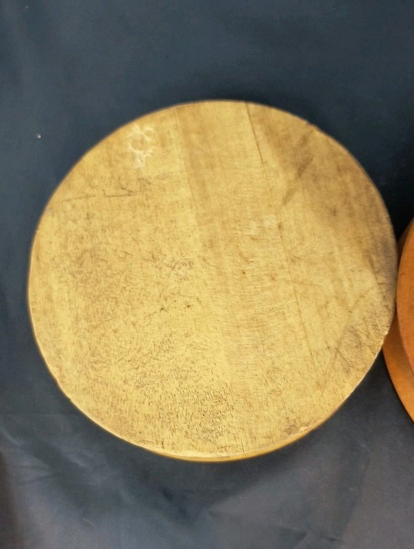 2 Vtg Primitive 50's Wooden Birds Roosters Hamburger Press 6" gallery