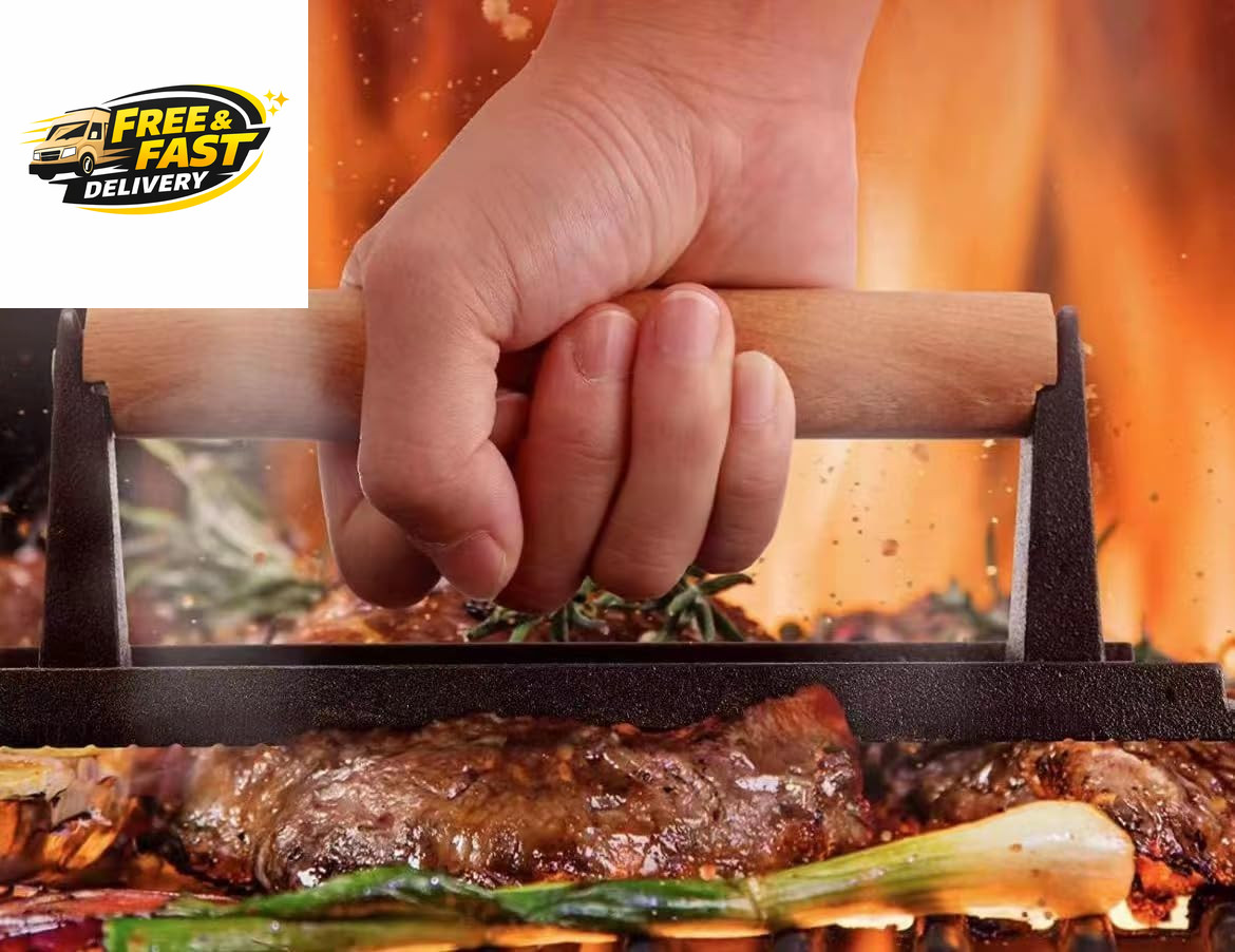 Kitchen Tools Heavy Duty Cast Iron Smash Burger Press round Barbecue gallery