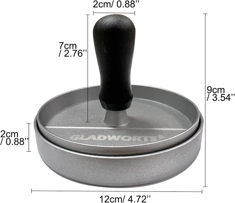 Hamburger Press Patty Maker Cast Aluminium + 100 Non-Stick Papers, Quarter Pound gallery
