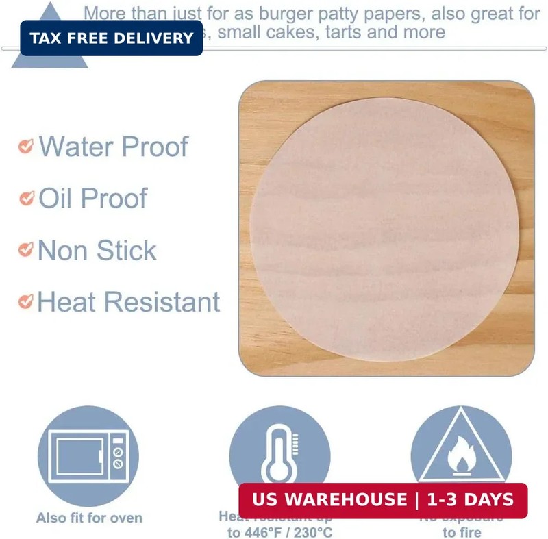 Hamburger Patty Paper Round 5.5 Inch, Set of 200, Non Stick Patty Paper Sheets f gallery