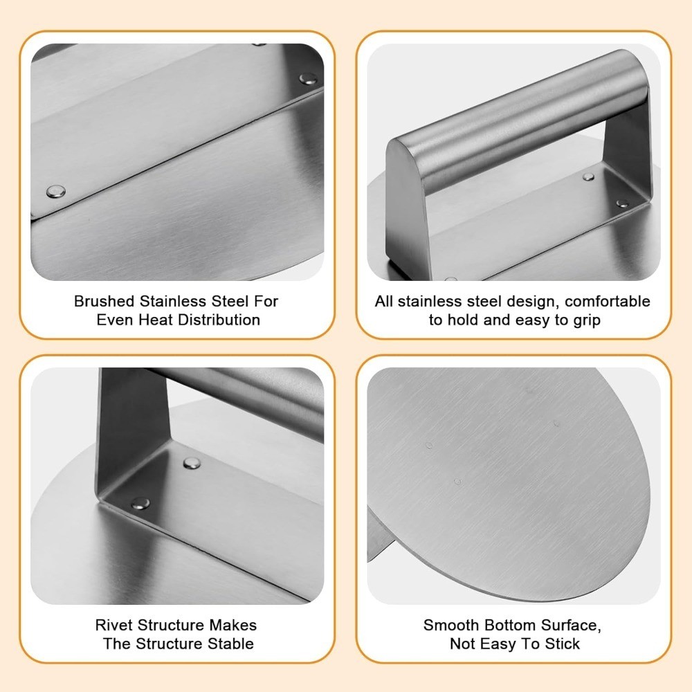 Stainless Steel Burger Press Round Smash Burger Smasher for Flat Top gallery