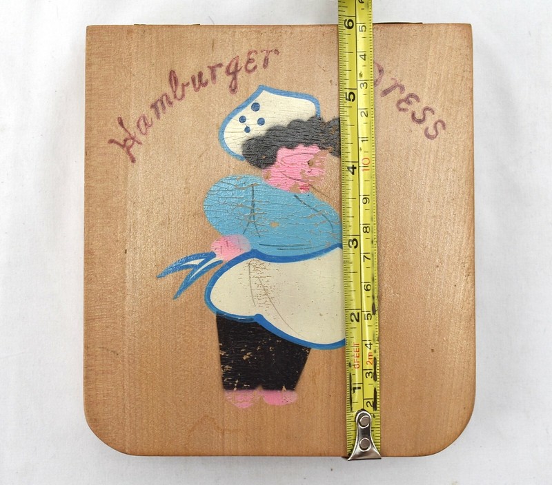 Vintage Folk Art Wooden Hamburger Patty Press Chef Mid Century Kitchen Decor gallery