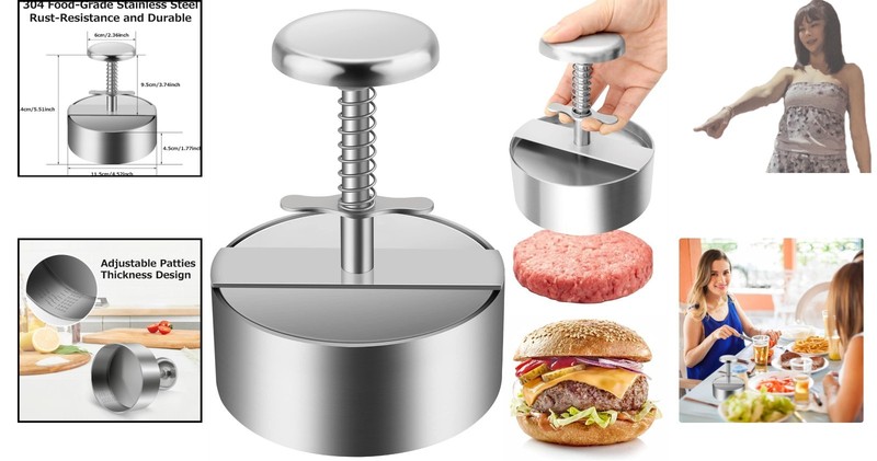 Ergonomic Burger Press with 10 Size Options - Ideal for Beef & Veggie Patties gallery