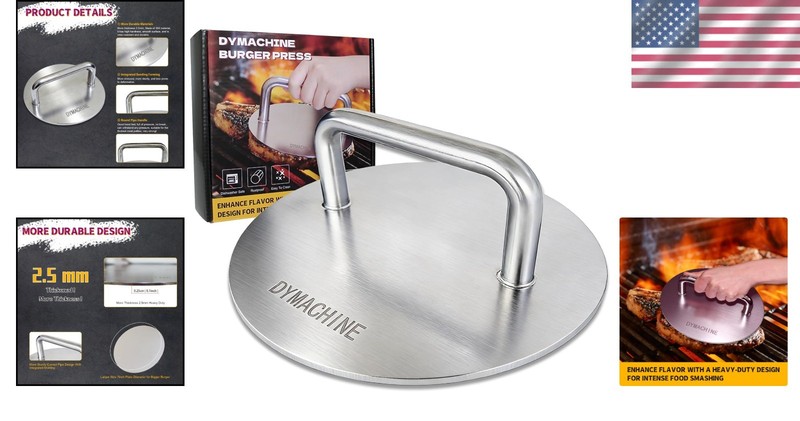 Professional Grade 7-Inch Burger Press - Non-Stick, Heavy Duty Stainless Steel gallery