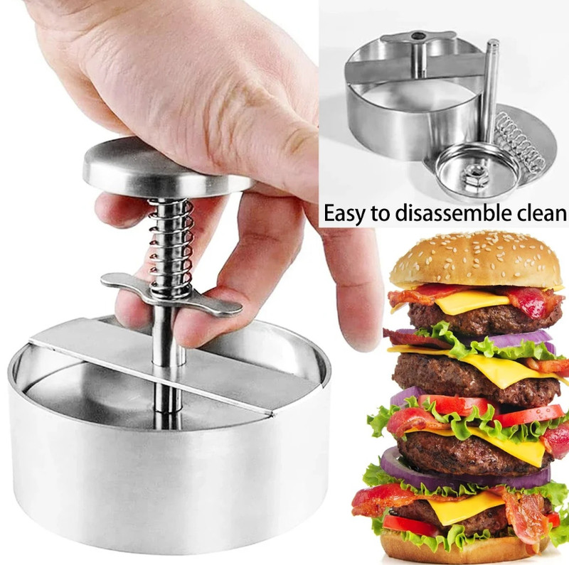 1pc 304 Stainless Steel Hamburger Patty Press Non-Stick Burger Maker - NEW gallery