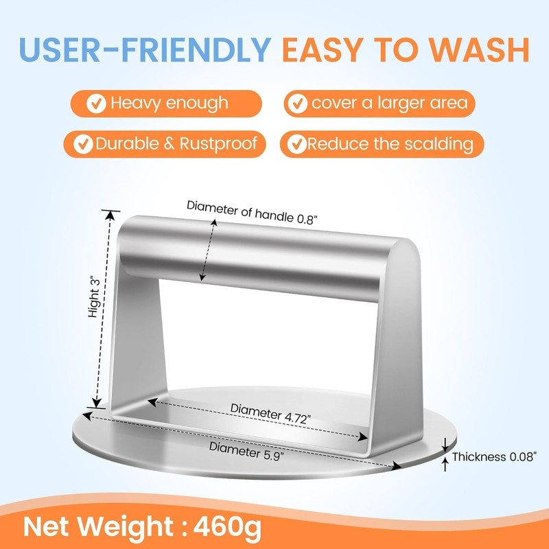 Smash Burger Press, 5.9 Inch round Hamburger Press, Upgrade Burger Press with Pr gallery