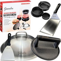Smash Burger Press Kit with 7 in Grill 12 in Melting Dome & Accessories BBQ