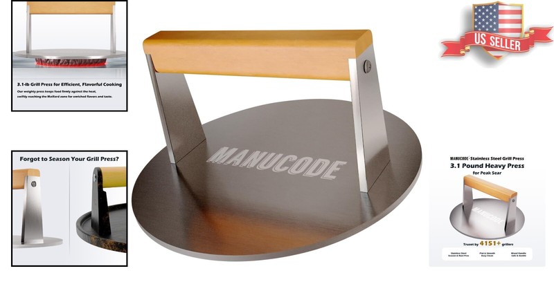 Professional Stainless Steel Burger Press - Heavy Duty and Rust-Free - 8-Inch gallery