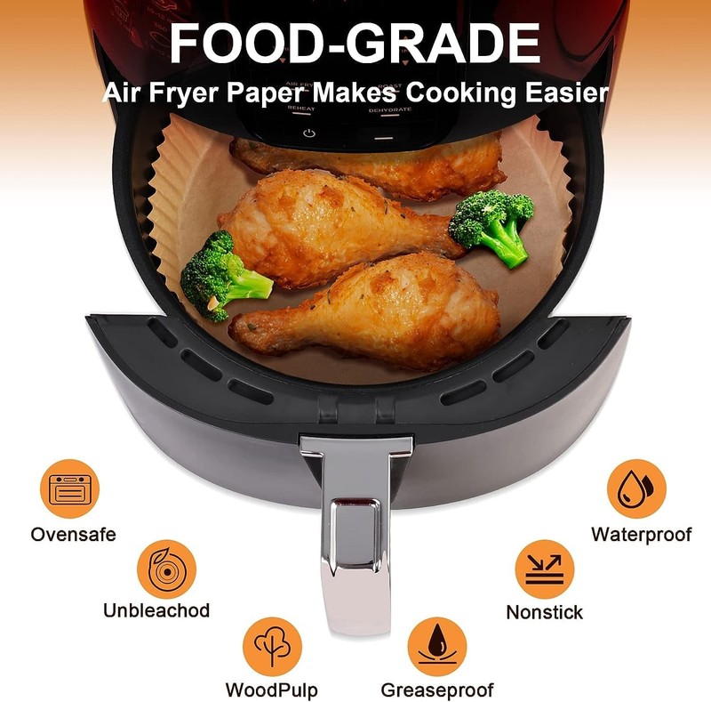 Air Fryer Liners Disposable for Most 4-7 QT frye, 100 Pcs 12x6 inches gallery