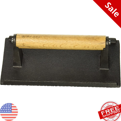 Grill Steak Press Flat BBQ Hamburger Bacon Cast Iron Heavy Weight Meat Patty New gallery