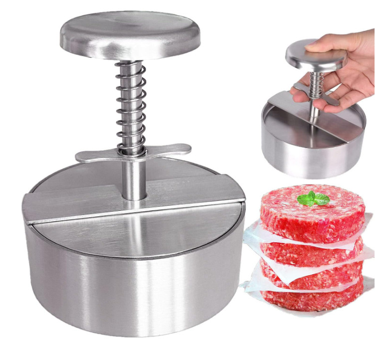Prensa para hamburguesas de acero inoxidable ideal para parrilla y plancha gallery