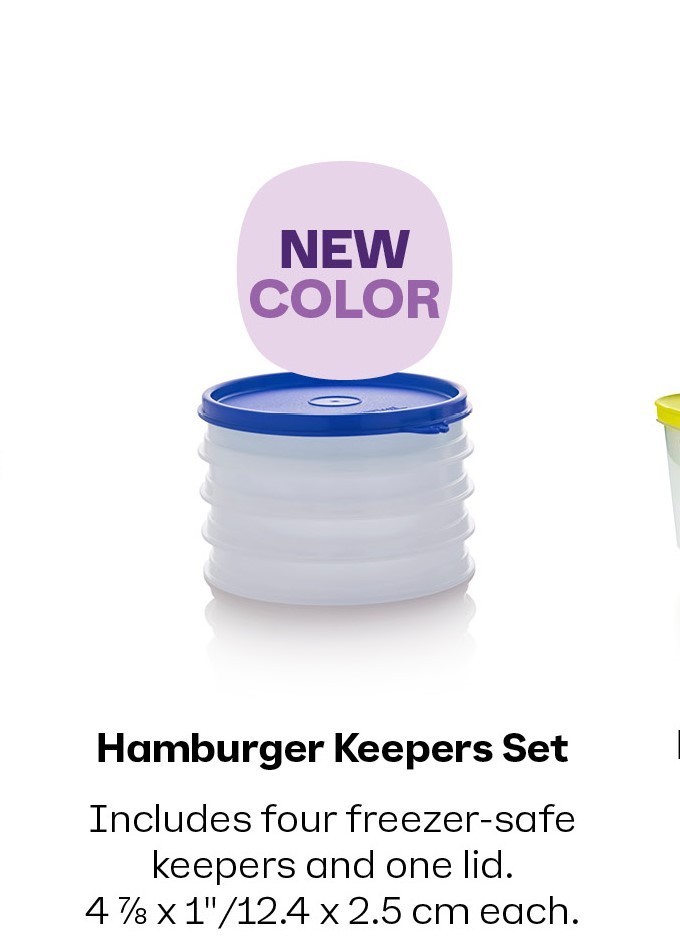 Tupperware #1927 Burger Keeper 4/ seal 5 pc-Opaque/ Blue-NIP