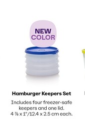 Tupperware #1927 Burger Keeper 4/ seal 5 pc-Opaque/ Blue-NIP