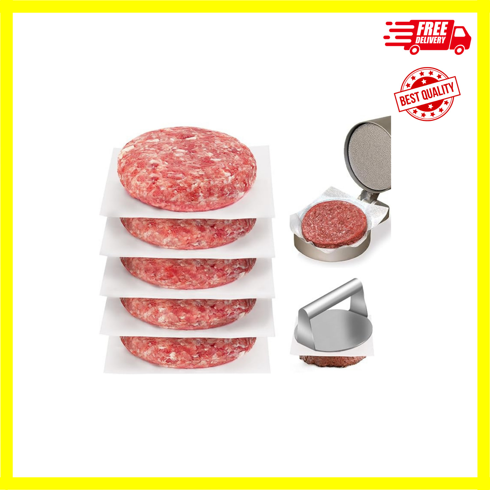 Parchment Paper Squares for Burger Press, Set of 300, 6 X 6 Inch Hamburger Patty gallery