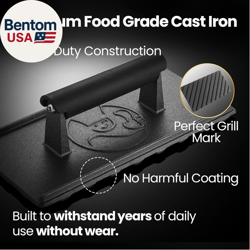 3Lb Cast Iron Grill Press, Heavy Duty Smash Burger Press for Griddle Heat Resist gallery