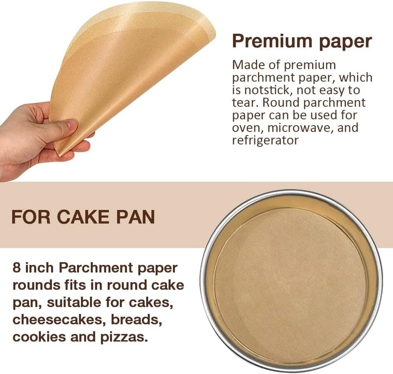 300 Pcs 8 Inch Round Parchment Paper, Paper for 8 Inch, Brown gallery