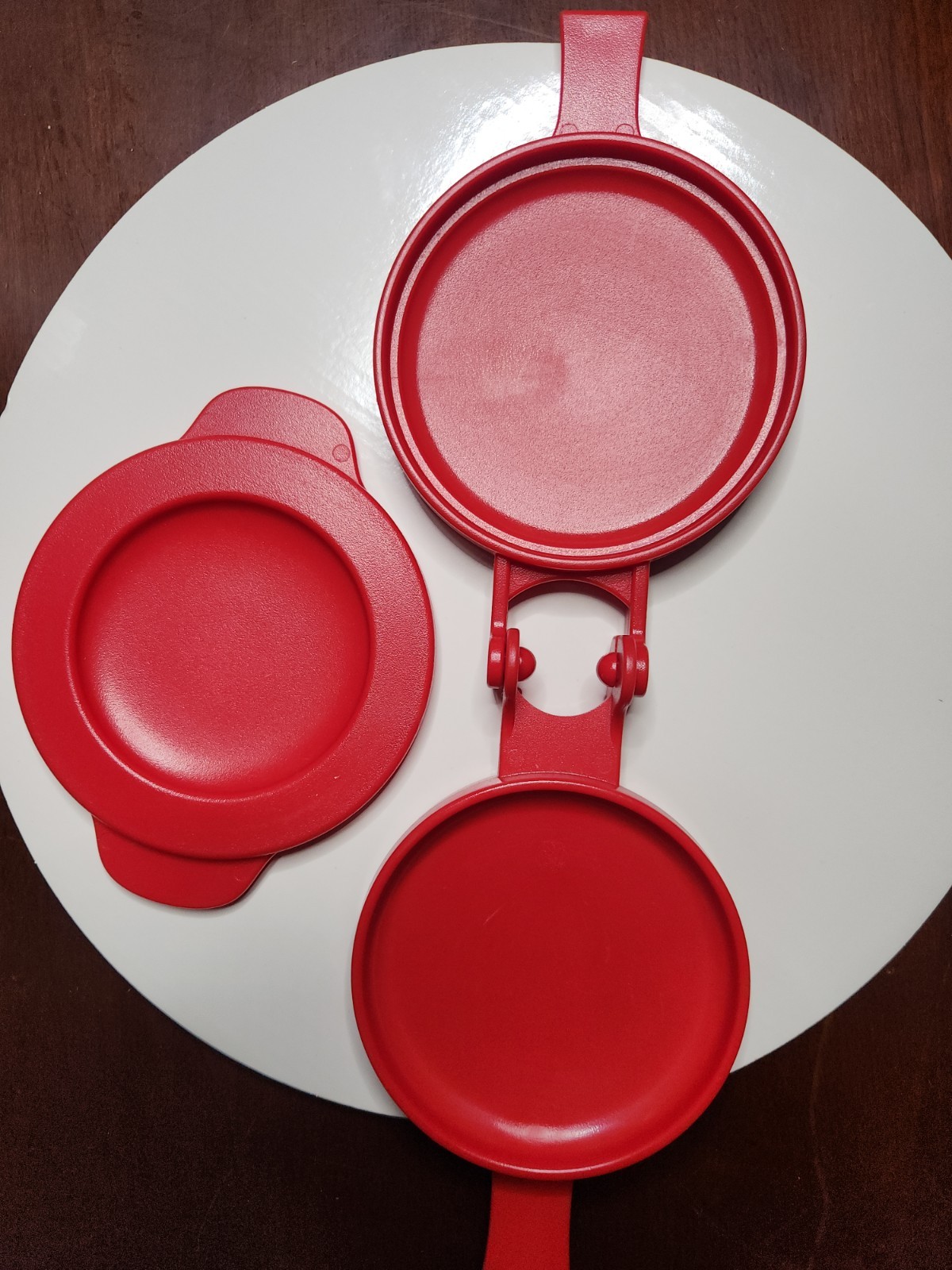 4 Inch Meat Patty Maker and Stuffer - Red Hinged Hamburger Press Mold gallery