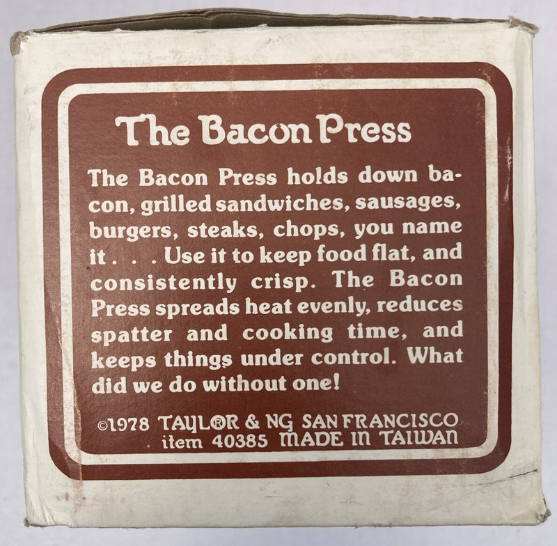 vintage BACON PRESS 1978 Taylor & NG cast iron Burger Press gallery