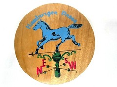 Vintage Wooden Hamburger Press Hand Painted Blue Horse Weather Vane Multi Color