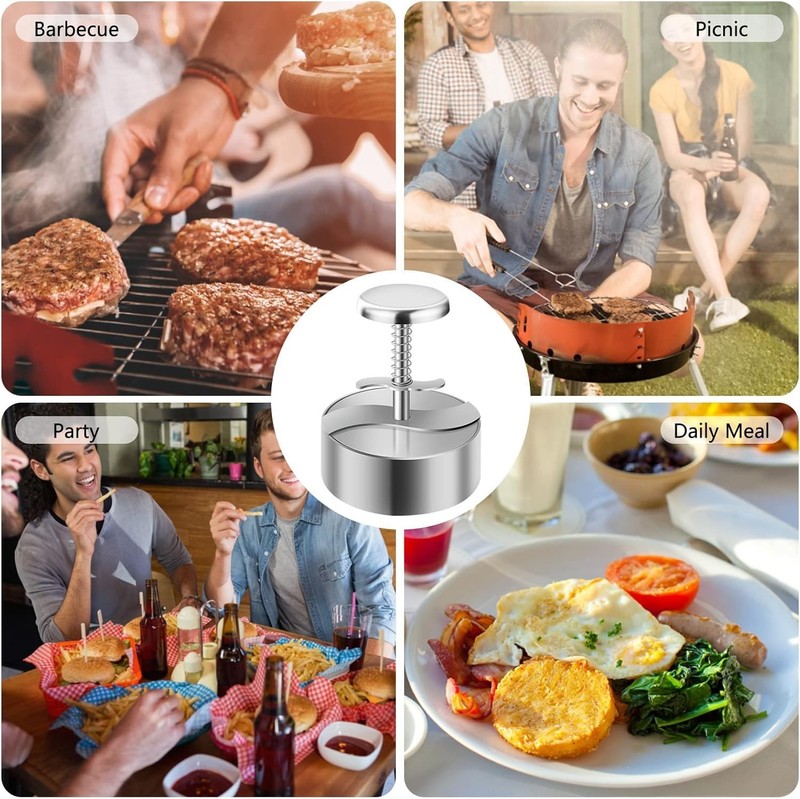 Burger Press Stainless Steel Adjustable Patty Maker Non Stick BBQ Cooking gallery