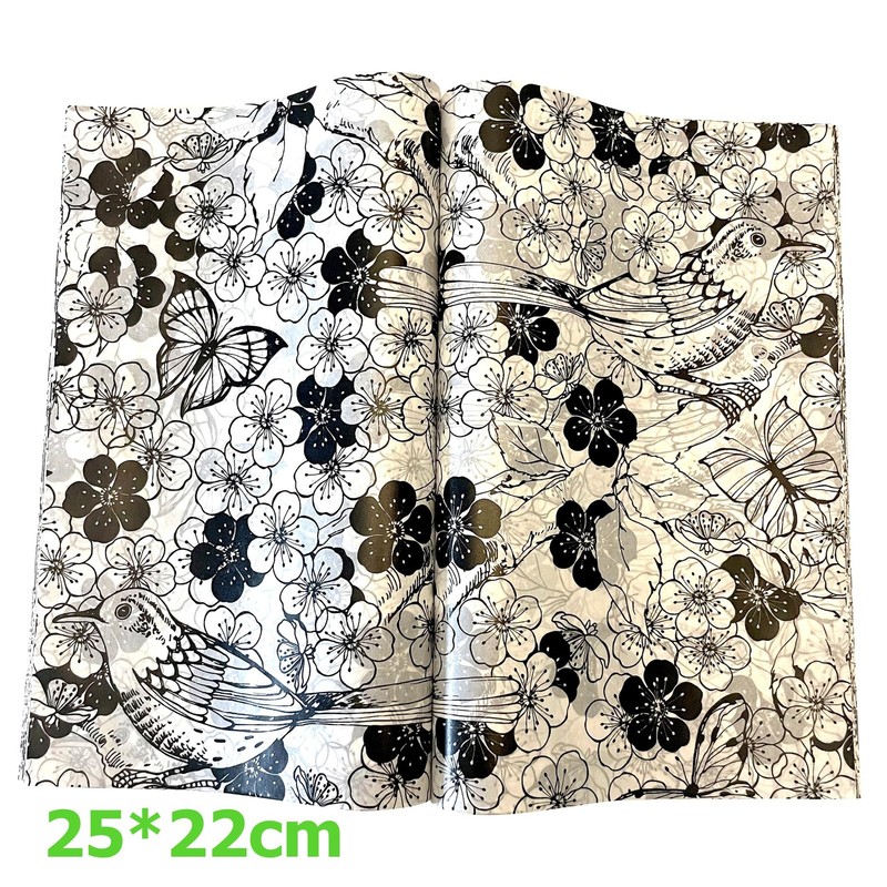 Suiwen 150pcs Summer Black and White Floral Wax Paper Sheets 25*22cm, Green gallery