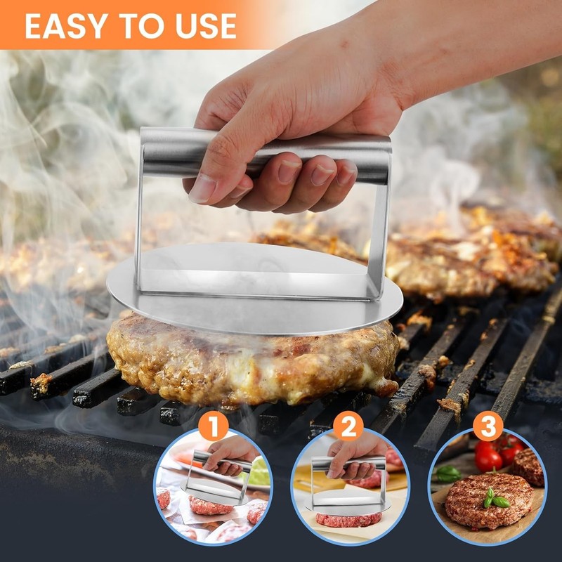 Smash Burger Press, 5.9 Inch round Hamburger Press, Upgrade Burger Press with Pr gallery